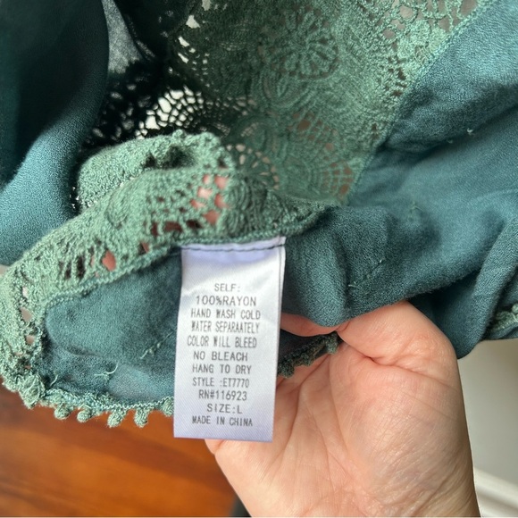 NWT Easel faded teal lace trim open front shrug - Picture 5 of 9